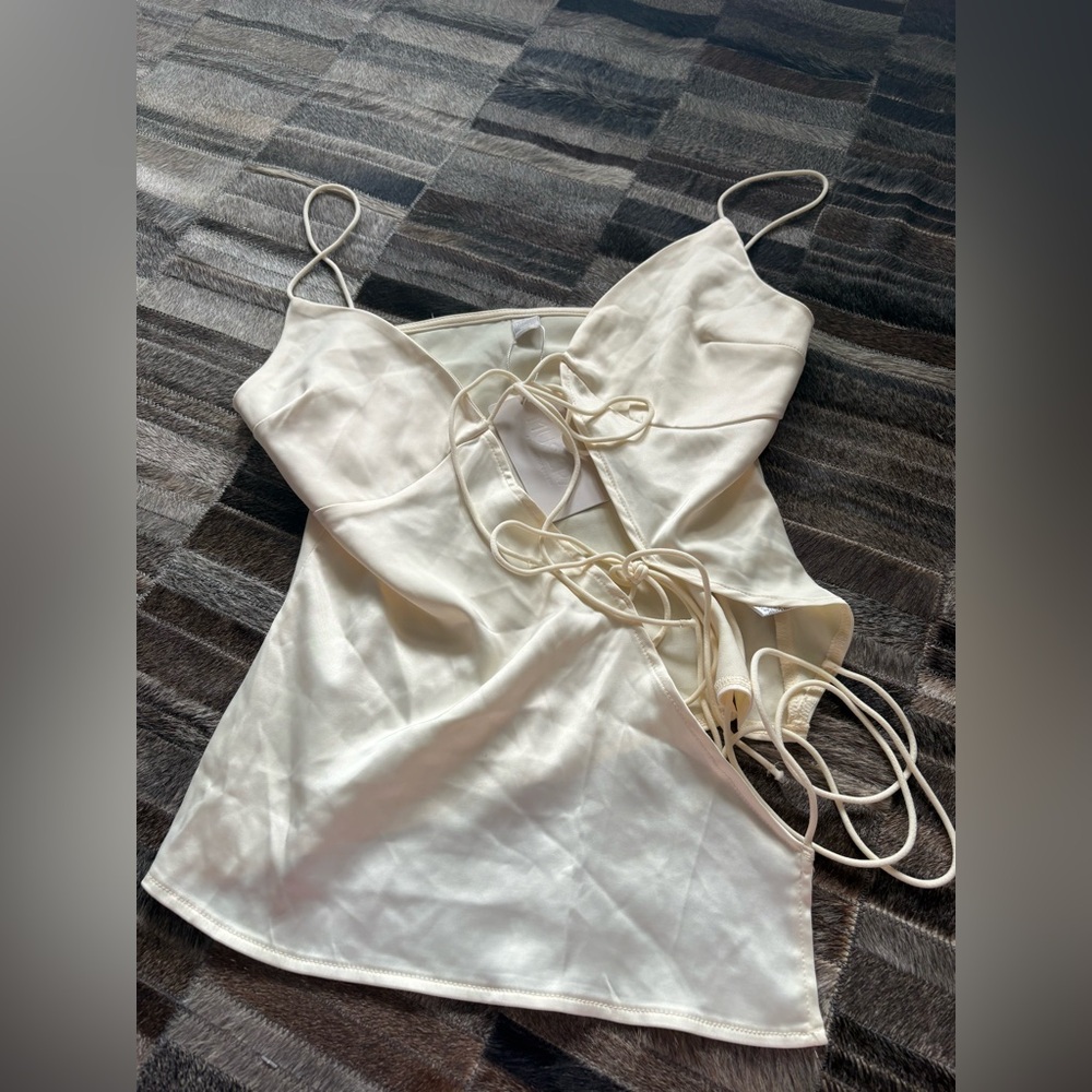 Lace-Up Cream Spaghetti Strap Cami Top